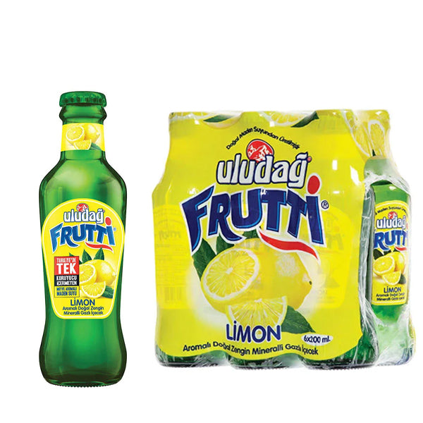 Uludag Sparkling Mineral Water With Lemon Glass Bottle 6x200ml