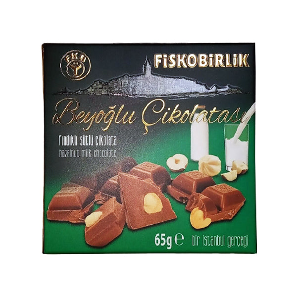 Fiskobirlik Beyoglu Milk Chocolate With Whole Hazelnuts 65g