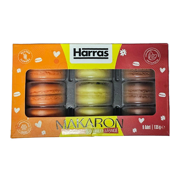 Harras Gluten Free Mandarin, Melon & Sour Cherry Macarons 9pcs