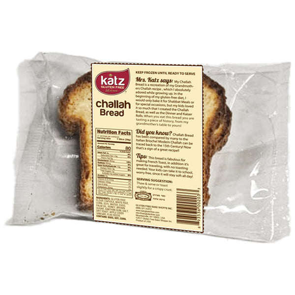 Katz Frozen Gluten Free Sliced Challah Bread 2pcs 60g