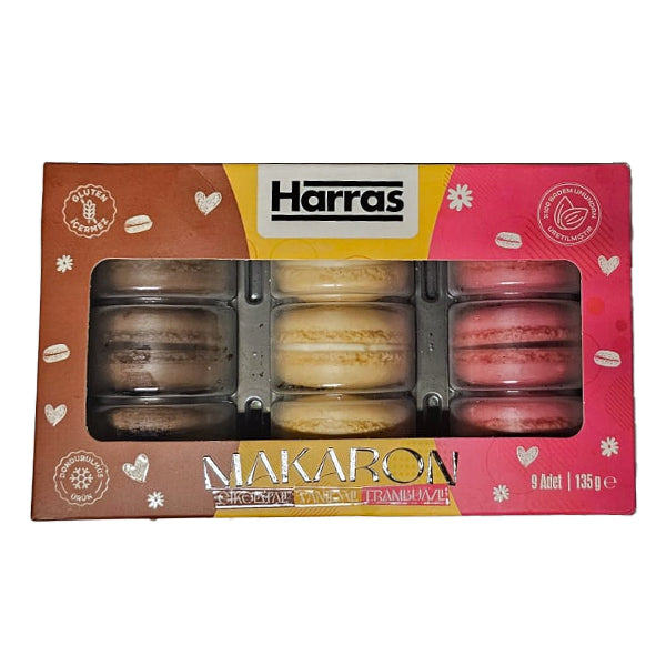 Harras Gluten Free Raspberry, Chocolate & Vanilla Macarons